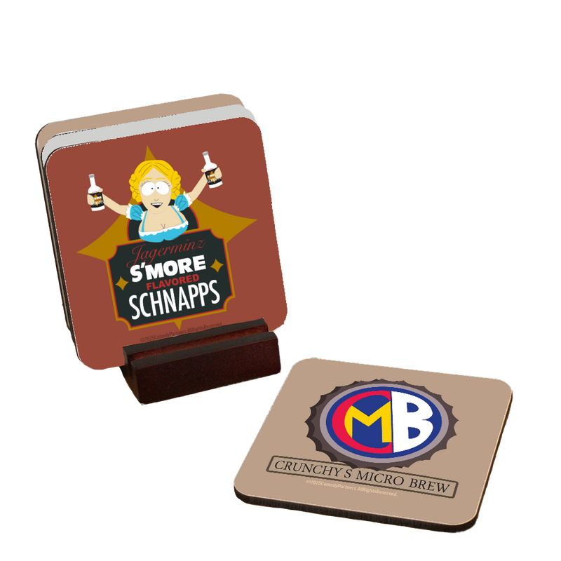 South Park Crunchy's Micro Brew Coasters with Mahogany Holder