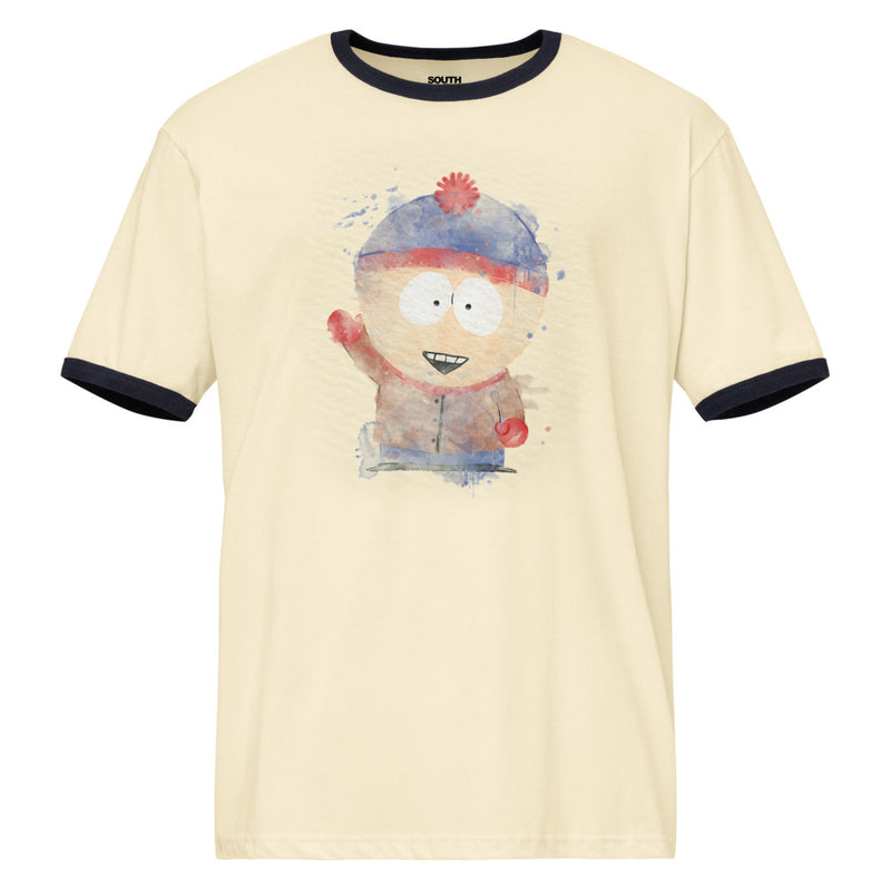 South Park Ringer T-Shirt Stan Watercolor  Natural / Midnight Navy