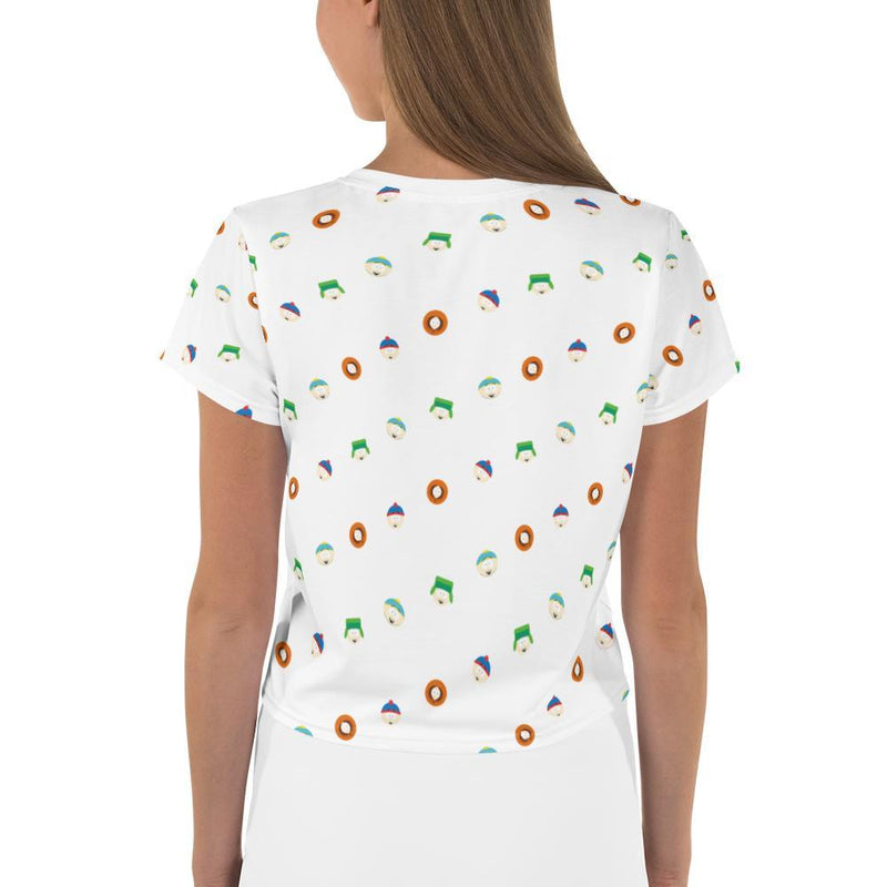 South Park Character Faces Women's All-Over Print Crop T-Shirt