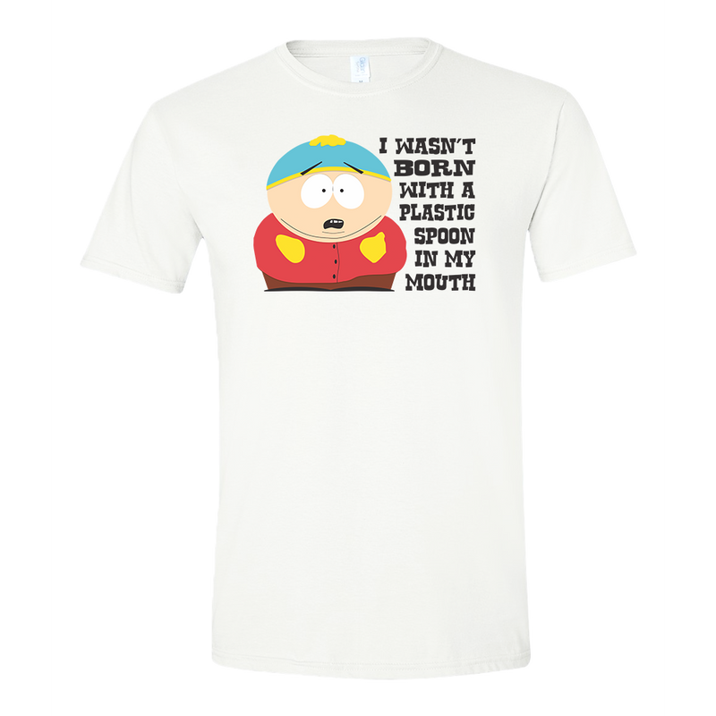 South Park Cartman Born with a Plastic Spoon Adult Short Sleeve T-Shirt